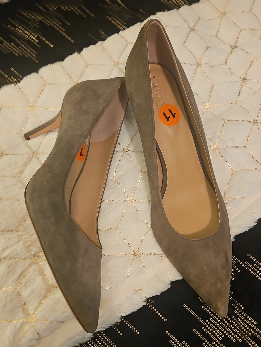 Lauren Ralph Lauren Taupe Suede Pointed Toe Pumps